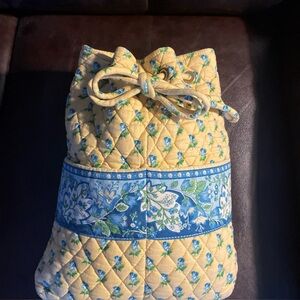 Vintage Vera Bradley Yellow and Blue Floral Quilted Bag EUC.